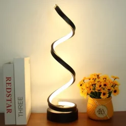 LED Spiral Table Lamp, Modern Simple Bedside Night Light Tri-Colors Dimmable USB Powered Creative Atmosphere Desk Lamp Home Bedroom Office Desktop Decoration Ornaments 1PC