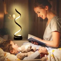 LED Spiral Table Lamp, Modern Simple Bedside Night Light Tri-Colors Dimmable USB Powered Creative Atmosphere Desk Lamp Home Bedroom Office Desktop Decoration Ornaments 1PC