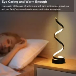 LED Spiral Table Lamp, Modern Simple Bedside Night Light Tri-Colors Dimmable USB Powered Creative Atmosphere Desk Lamp Home Bedroom Office Desktop Decoration Ornaments 1PC