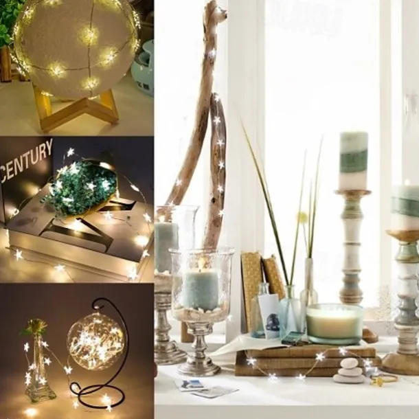 LED Star Lights 2M 5M Silver Wire Fairy String Lights Holiday Decoration Light for Christmas New Year's Holiday Decoration Lighting Battery Powered (without Battery)