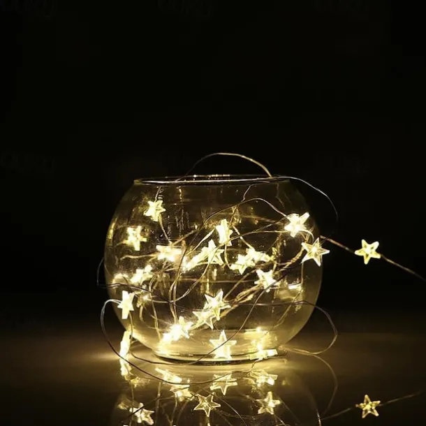 LED Star Lights 2M 5M Silver Wire Fairy String Lights Holiday Decoration Light for Christmas New Year's Holiday Decoration Lighting Battery Powered (without Battery)