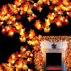 LED String Light Maple Leaf Fall LED Fairy String Lights 3M-20LEDs 1.5M-10LEDs Battery or USB Operation Garland Light Christmas/Halloween Party Home Garden Holiday Patio Decoration