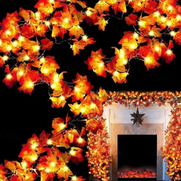LED String Light Maple Leaf Fall LED Fairy String Lights 3M-20LEDs 1.5M-10LEDs Battery or USB Operation Garland Light Christmas/Halloween Party Home Garden Holiday Patio Decoration