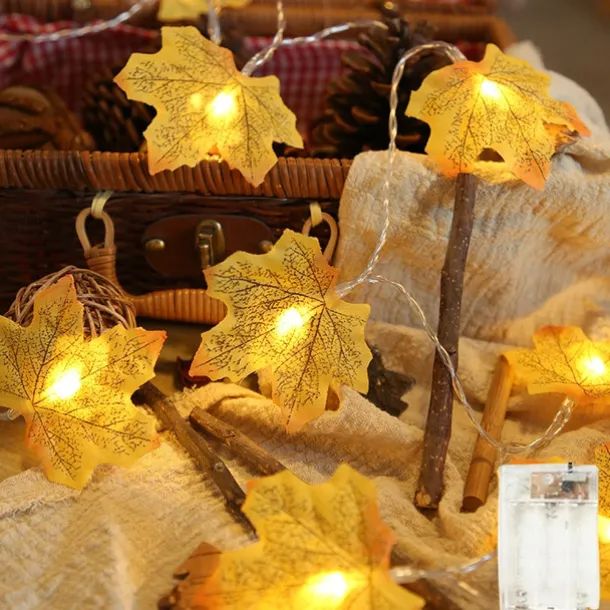 LED String Light Maple Leaf Fall LED Fairy String Lights 3M-20LEDs 1.5M-10LEDs Battery or USB Operation Garland Light Christmas/Halloween Party Home Garden Holiday Patio Decoration
