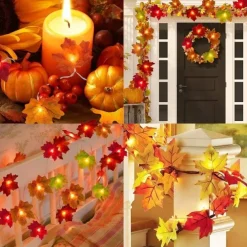 LED String Light Maple Leaf Fall LED Fairy String Lights 3M-20LEDs 1.5M-10LEDs Battery or USB Operation Garland Light Christmas/Halloween Party Home Garden Holiday Patio Decoration