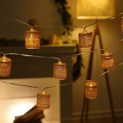 LED String Lights Christmas Lights Clearance Linen Cylindrical Nordic Design Battery Powered for Room Courtyard or Christmas Decorations Batteries Powered 1Set