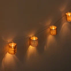 LED String Lights Christmas Lights Clearance Linen Cylindrical Nordic Design Battery Powered for Room Courtyard or Christmas Decorations Batteries Powered 1Set