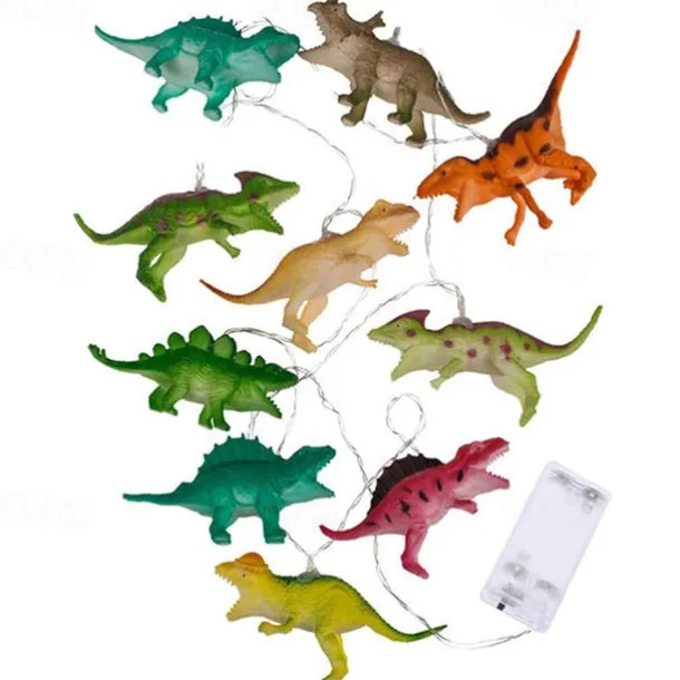 LED String Lights 1M 2M Jurassic Dinosaur Animal lights Warm White RGB White Christmas New Year's Creative Party Decorative Night Light Fairy Lights 1Set