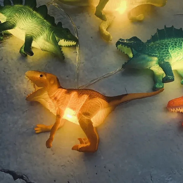 LED String Lights 1M 2M Jurassic Dinosaur Animal lights Warm White RGB White Christmas New Year's Creative Party Decorative Night Light Fairy Lights 1Set