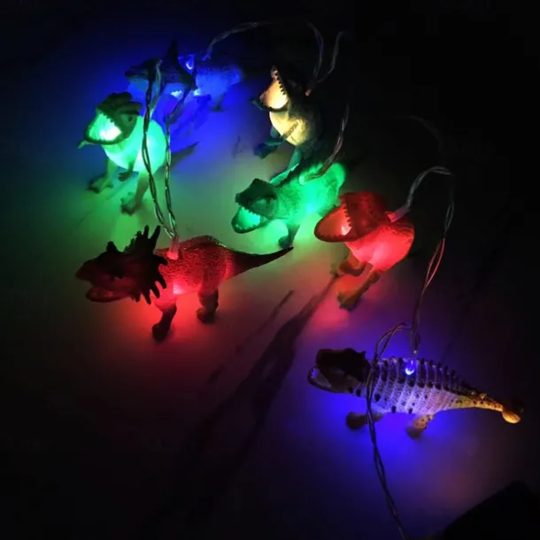 LED String Lights 1M 2M Jurassic Dinosaur Animal lights Warm White RGB White Christmas New Year's Creative Party Decorative Night Light Fairy Lights 1Set