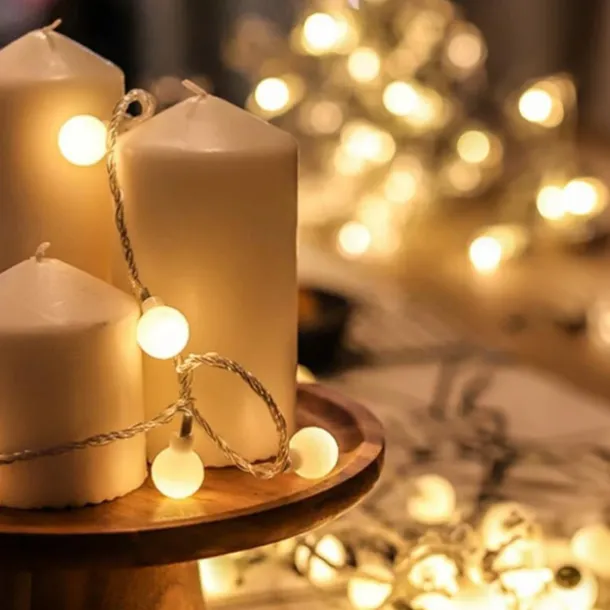 LED String Lights 3M-20LED 6M-40LED 10M-80LED Ball Lights USB Bulb Light String Waterproof Outdoor Wedding Christmas Holiday