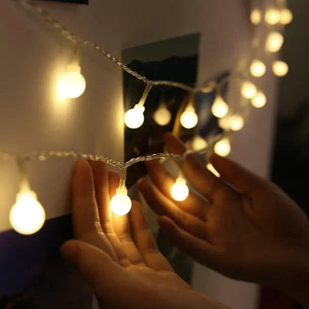 LED String Lights 3M-20LED 6M-40LED 10M-80LED Ball Lights USB Bulb Light String Waterproof Outdoor Wedding Christmas Holiday