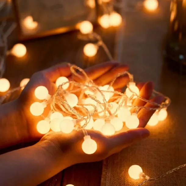 LED String Lights 3M-20LED 6M-40LED 10M-80LED Ball Lights USB Bulb Light String Waterproof Outdoor Wedding Christmas Holiday