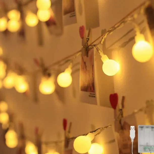 LED String Lights 3M-20LED 6M-40LED 10M-80LED Ball Lights USB Bulb Light String Waterproof Outdoor Wedding Christmas Holiday