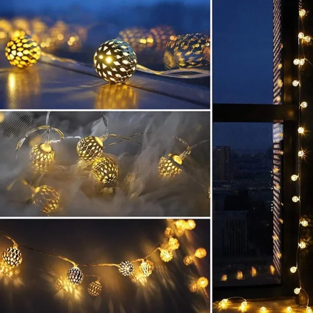 LED String Lights Remote Control 3M 20LEDs Wrought Iron Hollow String Light Waterproof Battery Box or USB Operation Ball Fairy Lights Christmas Wedding Party Garden Holiday Decoration