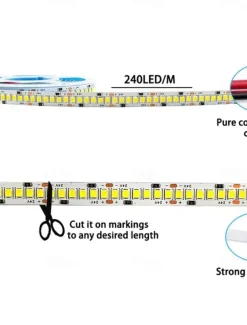 LED Strip 2835 1200LEDs High Brighter Warm White Natural White Flexible LED Rope Ribbon Tape Light Lamp 5m DC 12V
