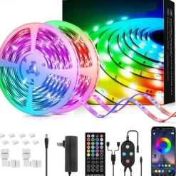 LED Strip Light 5050 SMD 20M/65.6FT Smart RGB Tape Rope Light Sync Music Light 16 Million Colors Changing Bluetooth APP Control W/ 40-Key Remote for Home Bedroom TV Car Xmas Decor (2x32.8FT)