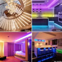 LED Strip Light Kit 16.4-65.6 ft Intelligent Bluetooth APP Controlled RGB Music Synchronized Color Changing with Timed DIY Bedroom Decoration for Holiday Party Bedroom Children's Room Decoration