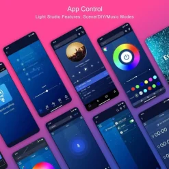 LED Strip Light Kit 16.4-65.6 ft Intelligent Bluetooth APP Controlled RGB Music Synchronized Color Changing with Timed DIY Bedroom Decoration for Holiday Party Bedroom Children's Room Decoration