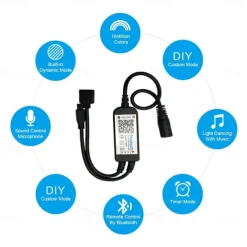 LED Strip Light Kit 16.4-65.6 ft Intelligent Bluetooth APP Controlled RGB Music Synchronized Color Changing with Timed DIY Bedroom Decoration for Holiday Party Bedroom Children's Room Decoration