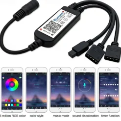 LED Strip Light Kit 16.4-65.6 ft Intelligent Bluetooth APP Controlled RGB Music Synchronized Color Changing with Timed DIY Bedroom Decoration for Holiday Party Bedroom Children's Room Decoration