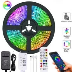 LED Strip Lights Bluetooth Music Sync 40/30/20/10m Color Changing LED Strip 40 Keys Remote Sensitive Built in Mic App Controlled LED Lights 5050 RGB APP Remote Mic 3 Button Switch