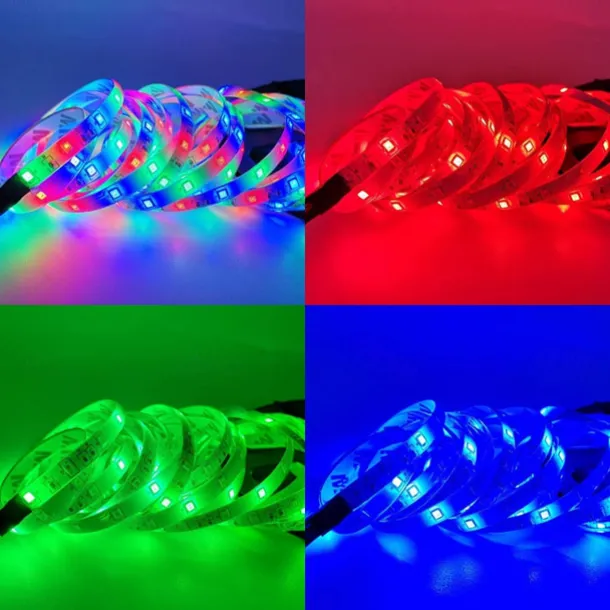 LED Strip Lights Flexible RGB 5M Tiktok Lights 300 LEDs 2835 8mm IR 44Key Remote Control Linkable Self-adhesive Color-changing