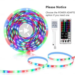 LED Strip Lights Flexible RGB 5M Tiktok Lights 300 LEDs 2835 8mm IR 44Key Remote Control Linkable Self-adhesive Color-changing