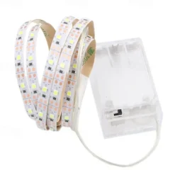 LED Strip Lights 1M Flexible Tiktok Lights 60 LEDs 2835 SMD 8mm Warm White White Cuttable Decorative Self-adhesive AA Batteries Powered Set