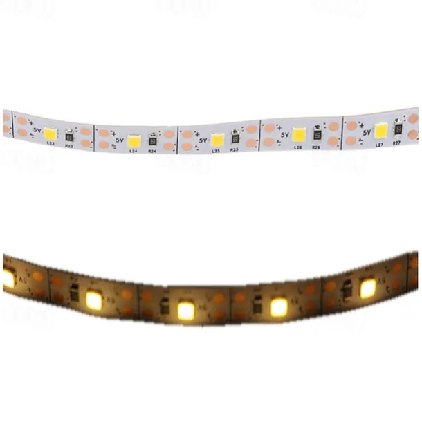 LED Strip Lights 1M Flexible Tiktok Lights 60 LEDs 2835 SMD 8mm Warm White White Cuttable Decorative Self-adhesive AA Batteries Powered Set