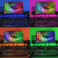 LED Strip Lights 20M 65.6ft Bluetooth Waterproof DIY Color changing 2835 RGB with Remote and Hidden Controller Easy Installation for TV Backlight Room and Bedroom