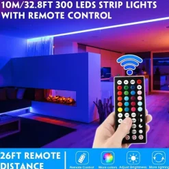 LED Strip Lights Music Sync 300LEDs 10M RGB LED Light Strip For Room Lighting SMD 5050 Color Changing Tape Lights Kit With LED Controller Flexible LED Strip For Home Kitchen DC12V