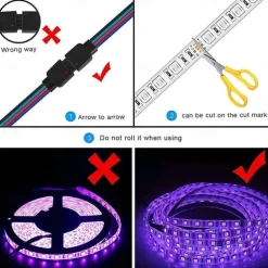 LED Strip Lights Music Sync 300LEDs 10M RGB LED Light Strip For Room Lighting SMD 5050 Color Changing Tape Lights Kit With LED Controller Flexible LED Strip For Home Kitchen DC12V