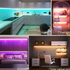 LED Strip Lights Music Sync 300LEDs 10M RGB LED Light Strip For Room Lighting SMD 5050 Color Changing Tape Lights Kit With LED Controller Flexible LED Strip For Home Kitchen DC12V