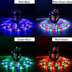 LED Strip Lights RGB 10M 32.8ft Christmas Tiktok TV Backlight 600LEDs Flexible Color Change SMD 2835 with 44 Keys Controller 100-240V Power Supply for Home Bedroom Kitchen