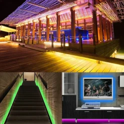 LED Strip Lights RGB 10M 32.8ft Christmas Tiktok TV Backlight 600LEDs Flexible Color Change SMD 2835 with 44 Keys Controller 100-240V Power Supply for Home Bedroom Kitchen