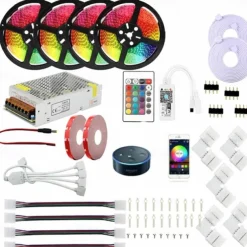 LED Strip Lights WiFi Smart app Controlled Kit 20m 66ft RGB Color Changing SMD 5050 Work with Smartphone Google Alexa 12V 20A Power Supply