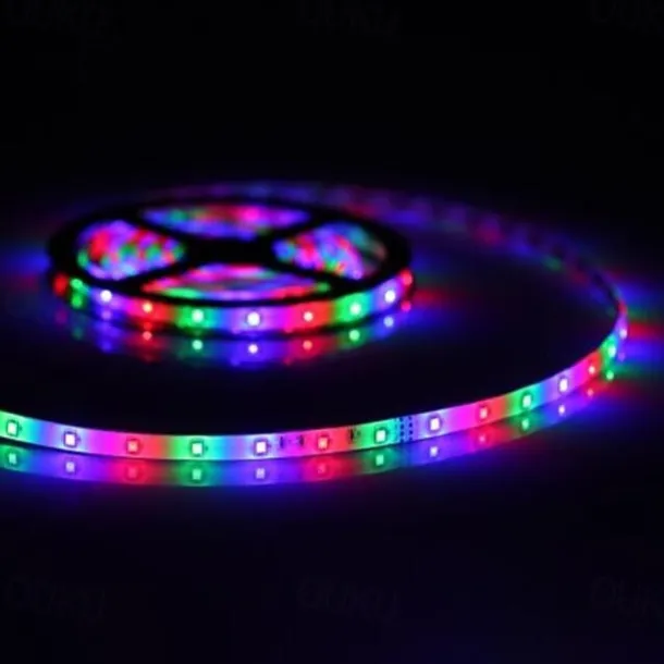 LED Strip Lights (2x5M)10M 32.8ft 2835 RGB 600LEDs 8mm Strips Lighting Flexible Color Changing with 44 Key IR Remote Ideal for Home Kitchen Christmas TV Back Lights DC 12V