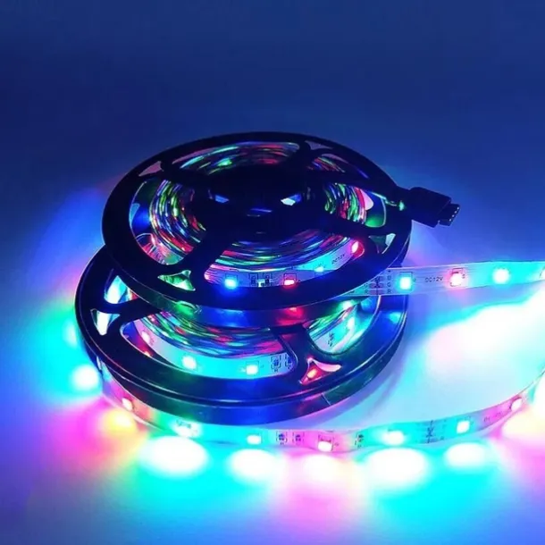 LED Strip Lights (2x5M)10M 32.8ft 2835 RGB 600LEDs 8mm Strips Lighting Flexible Color Changing with 44 Key IR Remote Ideal for Home Kitchen Christmas TV Back Lights DC 12V