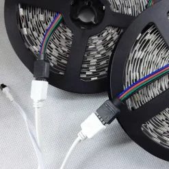 LED Strip Lights (2x5M)10M 32.8ft 2835 RGB 600LEDs 8mm Strips Lighting Flexible Color Changing with 44 Key IR Remote Ideal for Home Kitchen Christmas TV Back Lights DC 12V