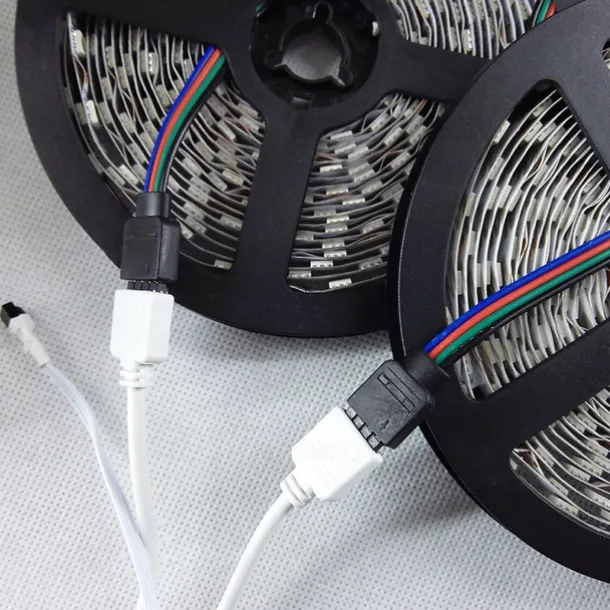 LED Strip Lights (2x5M)10M 32.8ft 2835 RGB 600LEDs 8mm Strips Lighting Flexible Color Changing with 44 Key IR Remote Ideal for Home Kitchen Christmas TV Back Lights DC 12V