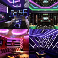 LED Strip Lights (2x5M)10M 32.8ft 2835 RGB 600LEDs 8mm Strips Lighting Flexible Color Changing with 44 Key IR Remote Ideal for Home Kitchen Christmas TV Back Lights DC 12V