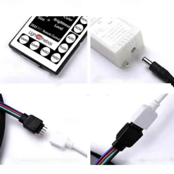 LED Strip Lights (2x5M)10M 32.8ft 2835 RGB 600LEDs 8mm Strips Lighting Flexible Color Changing with 44 Key IR Remote Ideal for Home Kitchen Christmas TV Back Lights DC 12V