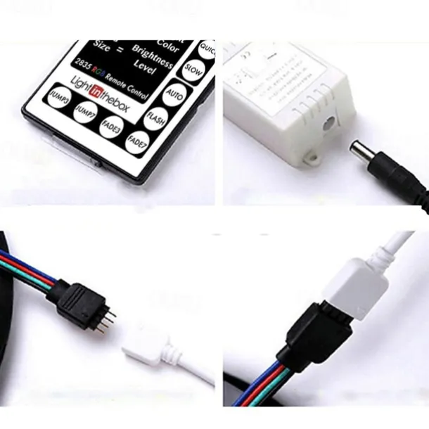 LED Strip Lights (2x5M)10M 32.8ft 2835 RGB 600LEDs 8mm Strips Lighting Flexible Color Changing with 44 Key IR Remote Ideal for Home Kitchen Christmas TV Back Lights DC 12V