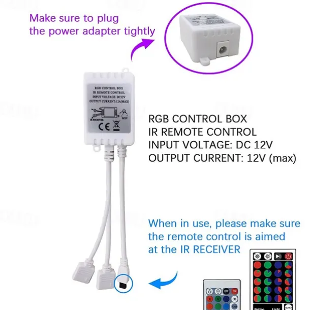 LED Strip Lights (2x5M)10M 32.8ft 2835 RGB 600LEDs 8mm Strips Lighting Flexible Color Changing with 44 Key IR Remote Ideal for Home Kitchen Christmas TV Back Lights DC 12V