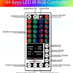 LED Strip Lights (2x5M)10M 32.8ft 2835 RGB 600LEDs 8mm Strips Lighting Flexible Color Changing with 44 Key IR Remote Ideal for Home Kitchen Christmas TV Back Lights DC 12V