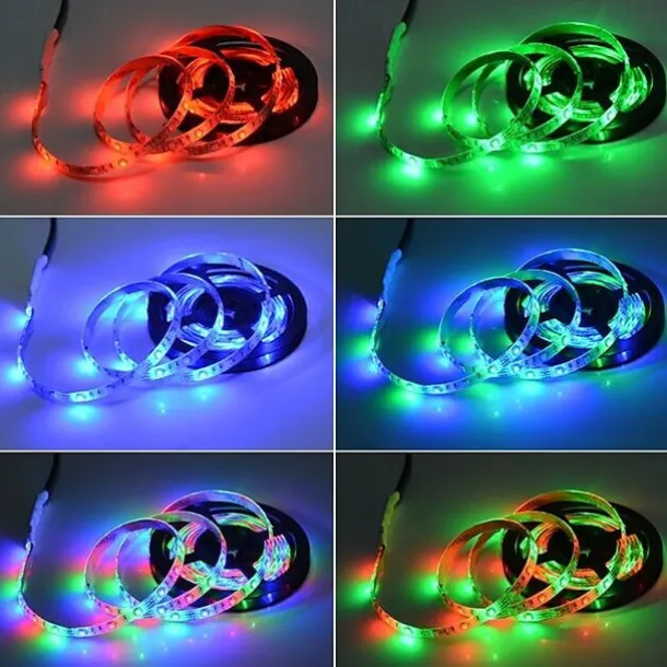 LED Strip Lights (2x5M)10M 32.8ft 2835 RGB 600LEDs 8mm Strips Lighting Flexible Color Changing with 44 Key IR Remote Ideal for Home Kitchen Christmas TV Back Lights DC 12V