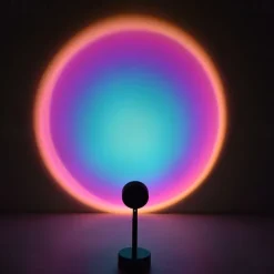 LED Sunset Projector Lamp Tiktok Lights USB Operation Rainbow Night Light Atmosphere Table Lamp Living Room Bedroom Coffee Store Background Wall Decoration Colorful Lights