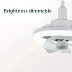 LED Swing Head Fan Light 360°Rotate E27 48W Mini Ceiling Fan Light Dimmable Lamp with Remote Control Suitable for Bedroom, Living Room and Study Room