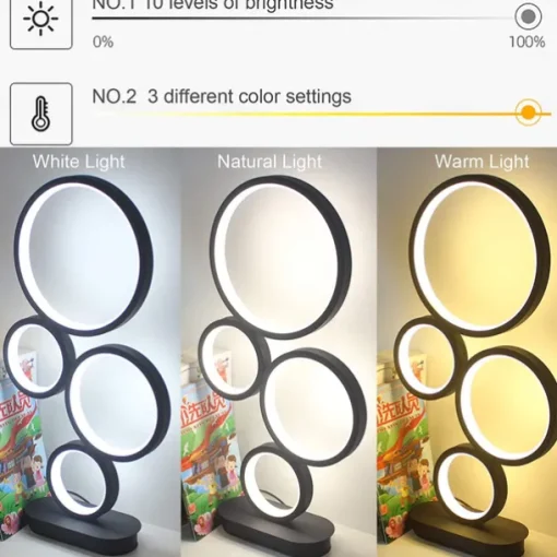 LED Table Lamp Black Modern Dimmable Bedside Table Lamp 18W 3 Color Modes Applicable to Living Room Bedroom Office Bedside Cabinet and Bookcase